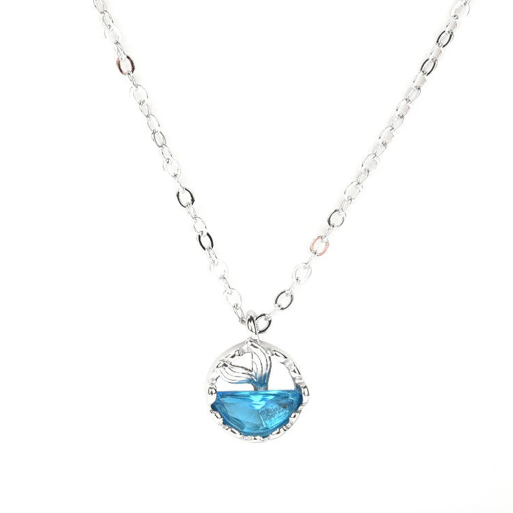 Женский Искусственный кристалл полые подвеска рыбий хвост ключица цепь ожерелье