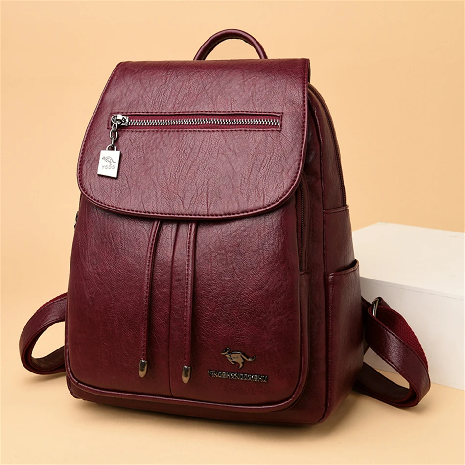 Кожаные рюкзаки высокого качества женский рюкзак вместительный дорожный