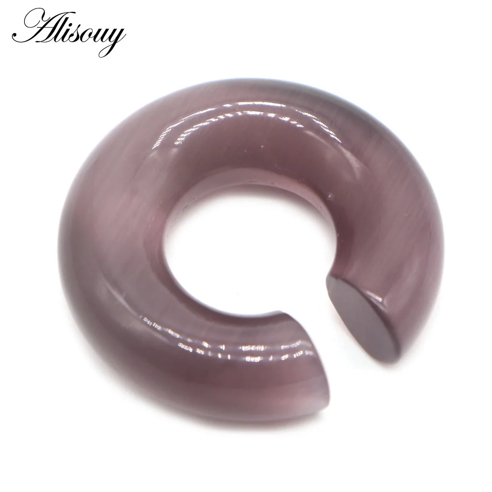 851F Purple Cat Eye Alisouy 1 шт ключ круглое отверстие розового и черного цветов из опалового камня ухо грузики Подвески пирсинг расширитель уха штекер 6/8/10 мм Серьги, ювелирное изделие для тела - Окраска металла: 851F Purple Cat Eye