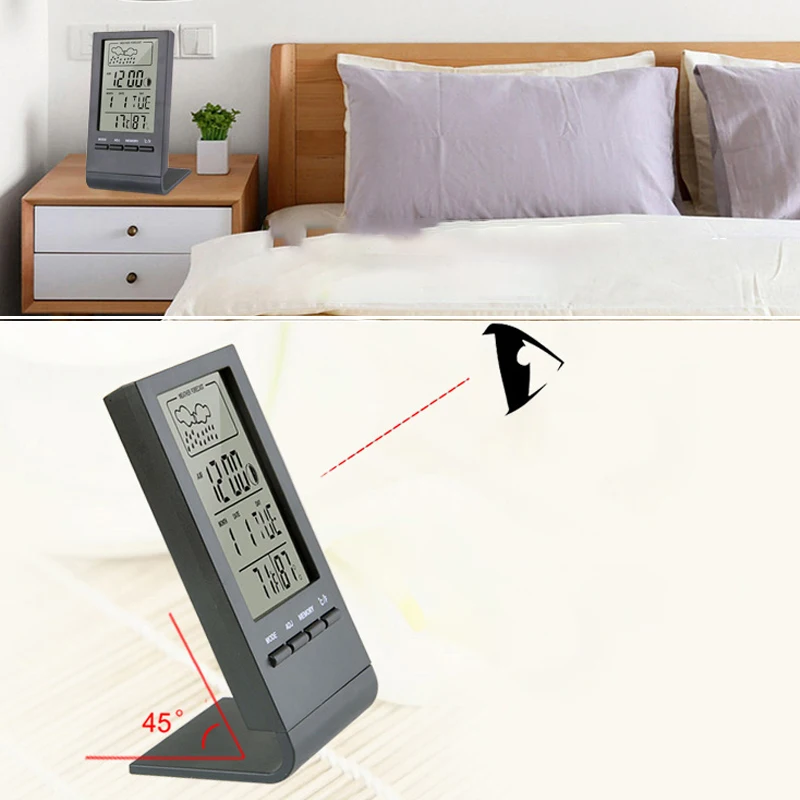 LCD Digital Thermometer Hygrometer Alarm Clock Calendar Weather Station Desk Temperature Humidity Meter Barometer Indoor | Инструменты