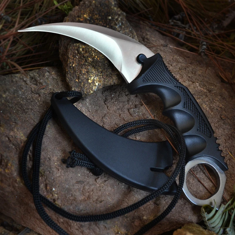 

Fixed Blade Knife with Sheath cs go Karambit Knife Outdoor Survival Tactical Camping Hunting Pocket Knives EDC Self-defense Tool