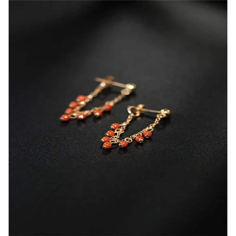 Серьги DAIMI Liangshan из южно красного агата женские с драгоценными камнями настоящий