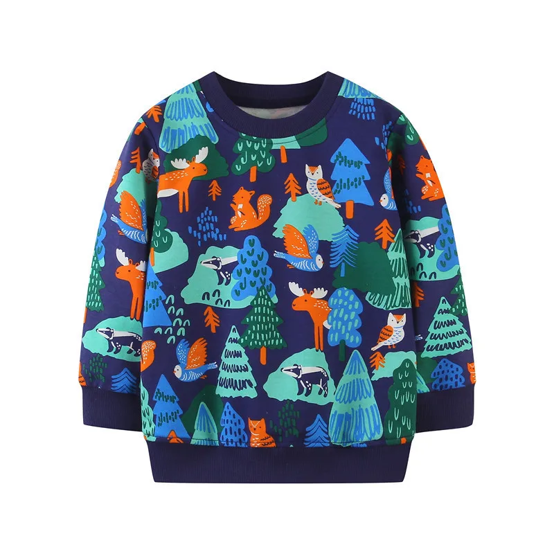 

Boys Cartoon Cute Printed Cotton T shirt for Baby Girls Boys Winter Clothes Cute Long Sleeve Baby Girls Warm Sweatshirts