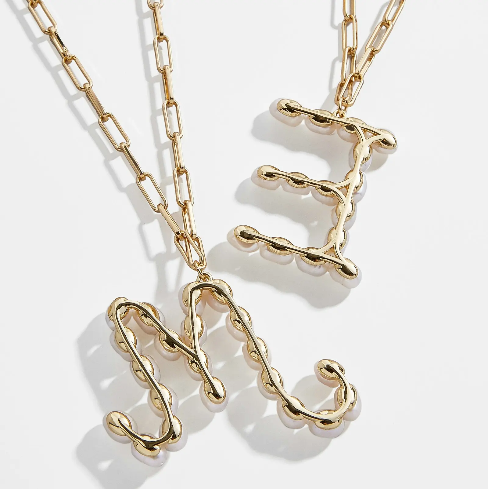 Большой натуральный пресноводный жемчуг ожерелье с буквенным принтом