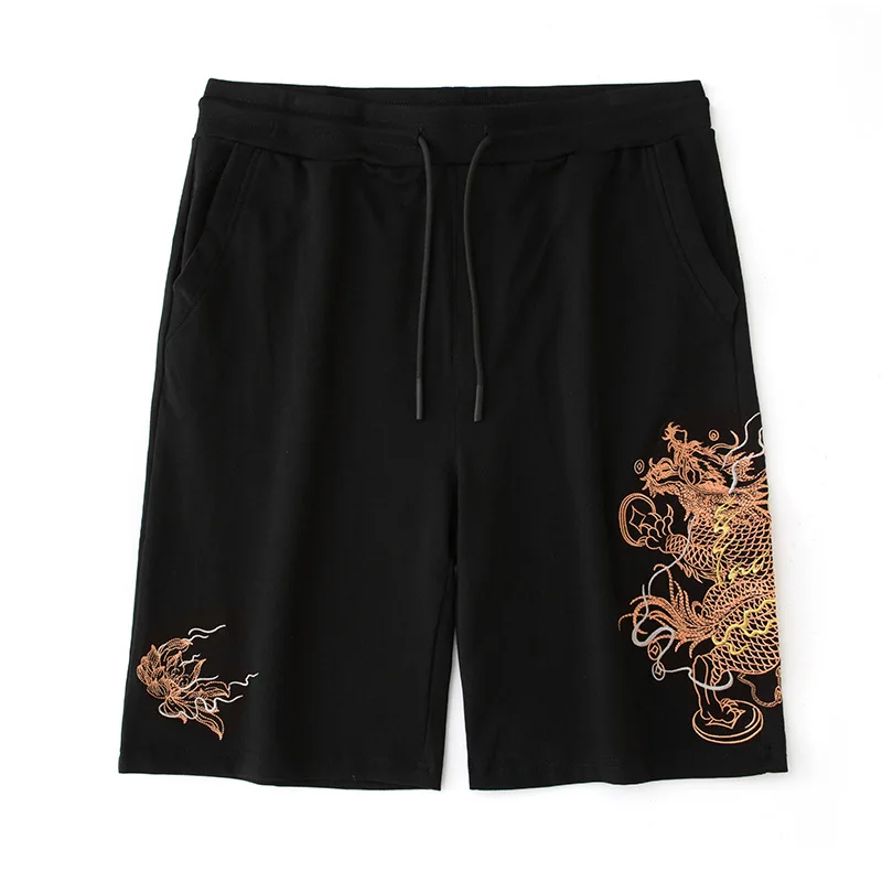 

Summer new shorts male loose cargo pants men's popular logo Chinese dragon embroidery pants in the five minutes of pants
