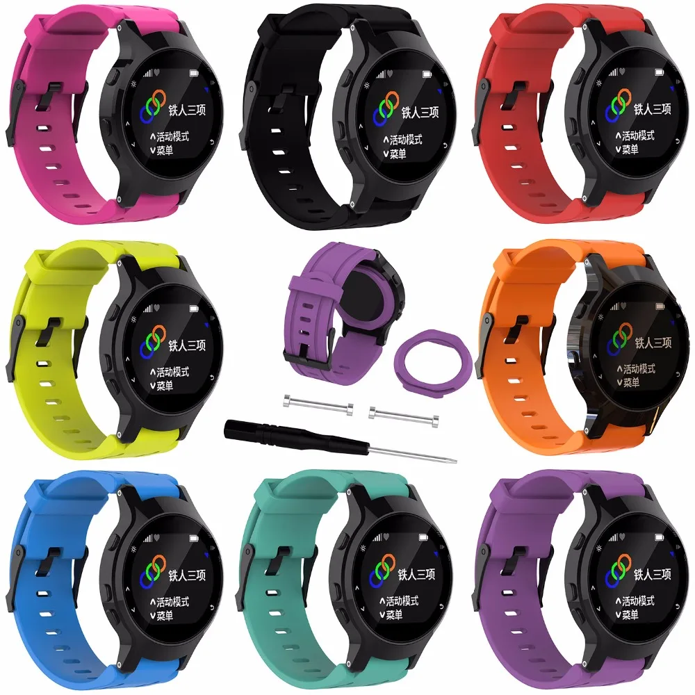 Ремешок силиконовый для спортивных часов Garmin Forerunner 225 резиновый браслет GPS бега С