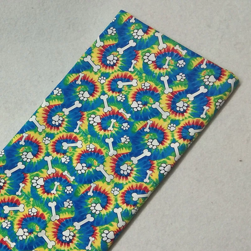 50x100 см разноцветная хлопковая ткань с принтом в виде следов животных