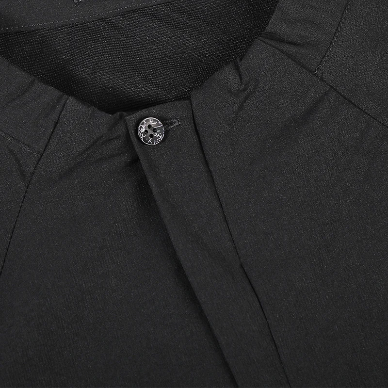 Мужская блуза на пуговицах с длинным рукавом размера плюс Черная Спортивная