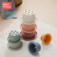 7pcs silicone building block teether bpa free bathtub toy for baby stacking cup montessori early educational for children gifts