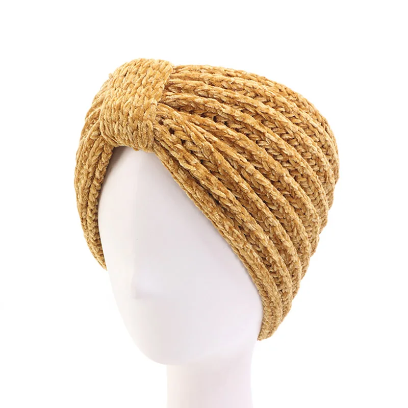 

Ear Warm Winter Headband Women Velet Knitted Twist HeadwrapTurban Wide Stretch Hairband Hair Accessories 2019 New Fashion