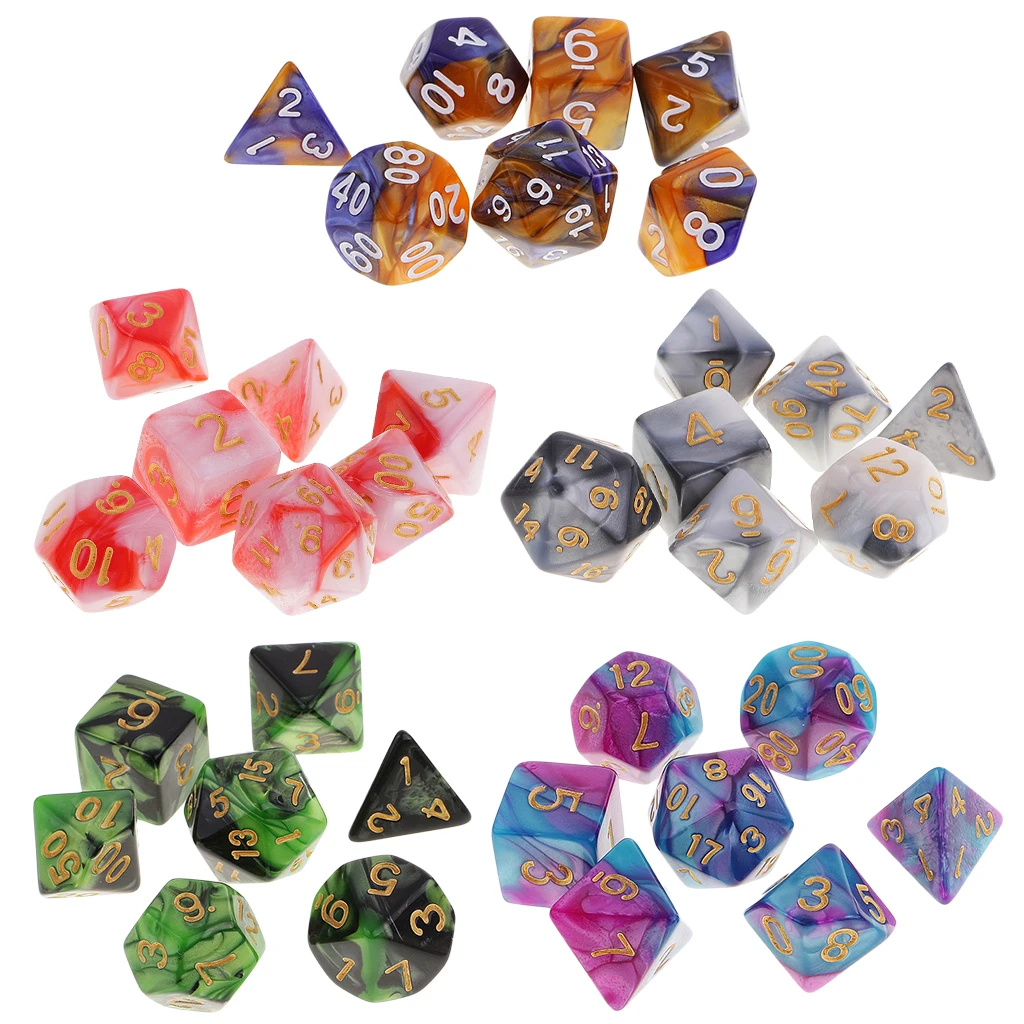 Набор/35 шт 1 6 см/0 62 ''многогранные кости D12 D10 D8 D6 D4 для Dungeons &amp Dragons DND MTG RPG