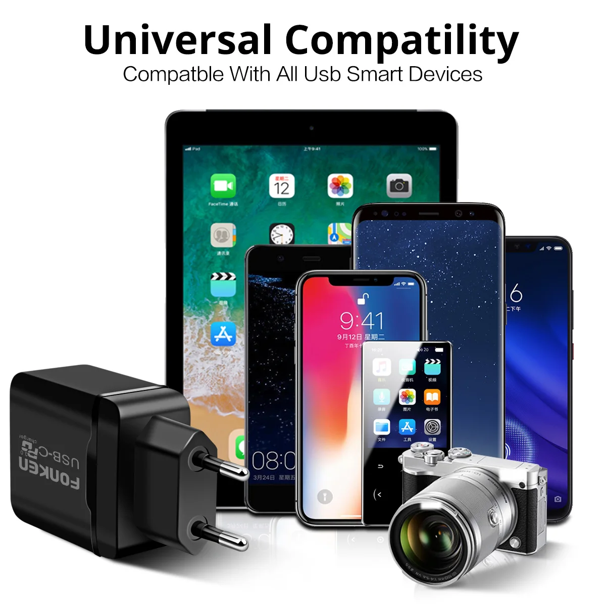 FONKEN USB C PD Зарядное устройство Dual Порты и разъёмы Быстрая зарядка для телефона