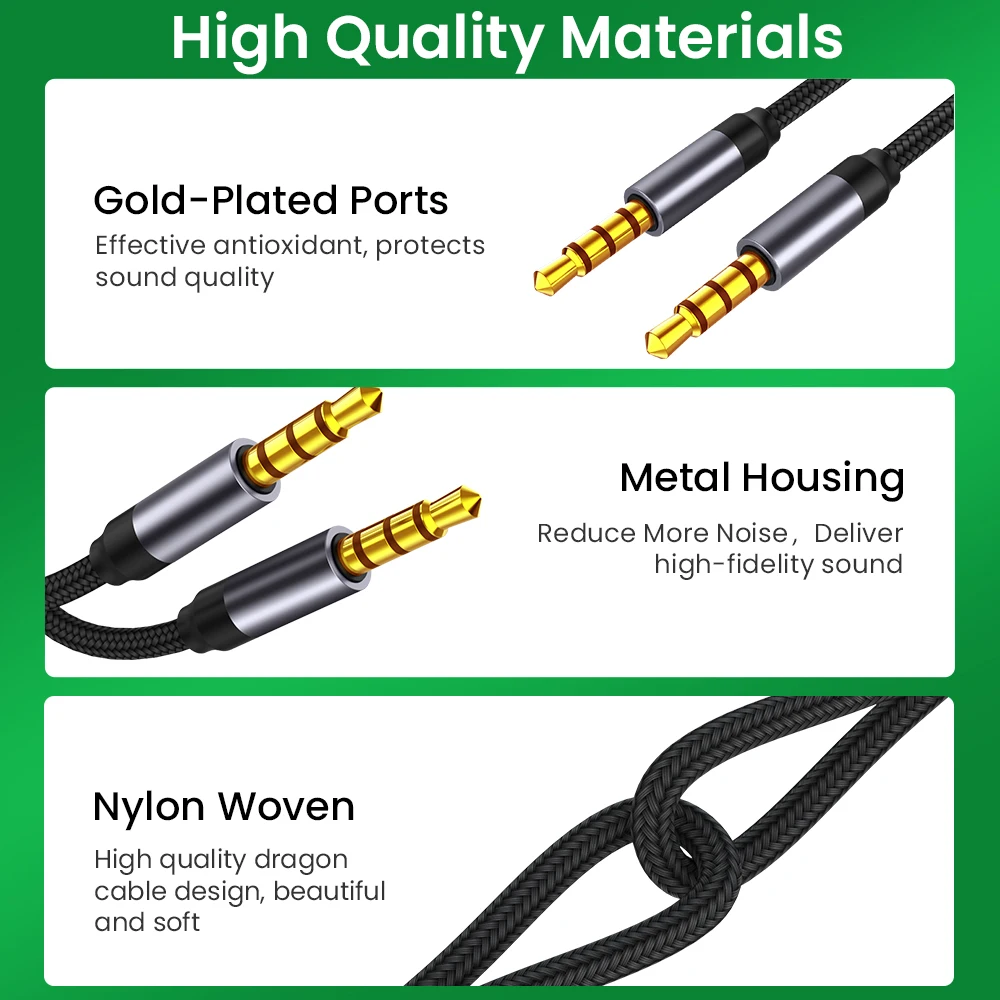 

3.5MM Jack AUX Audio Extension Cable Male To Male With Microphone Stereo Audio Adapter Compatible For Computer Car Speakers