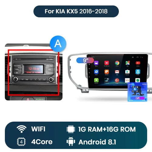 WIFI (1GB 16GB) A Junsun V1 2 ГБ+ 32 ГБ, Android 9,0 DSP автомобильный радио мультимедиа плеер gps навигатор для KIA Sportage 4 аудио 2Din dvd - Цвет: WIFI (1GB 16GB) A