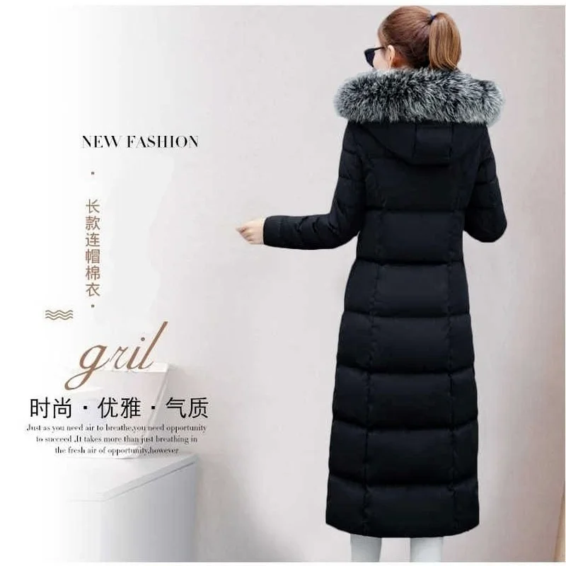 Down Jacket New Winter Coat Women's Trousers Over-the-knee Thickening Slim Over-the-knee Cotton Jacket Women