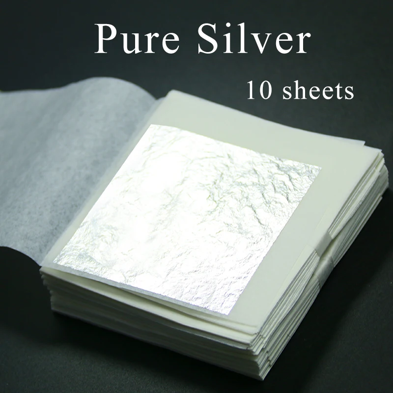 10 листов 24K лист из чистого золота 4 33X4 33 см чистый серебряный sheet 6X6cm съедобные