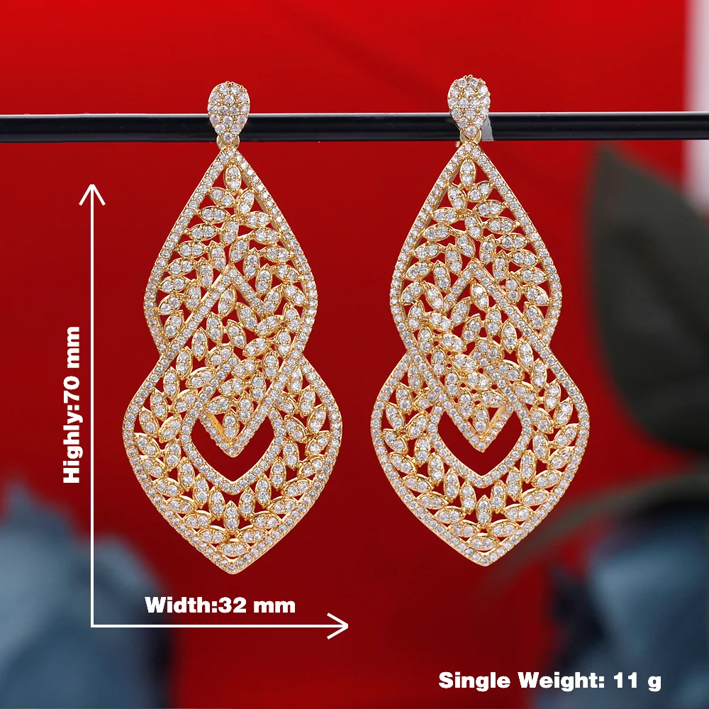 

Famous Jewelry Brand Elegant Exquisite Women Earrings Cubic Zirconia High Quality Saudi Arabia Bridal Ear Ornament For Wedding