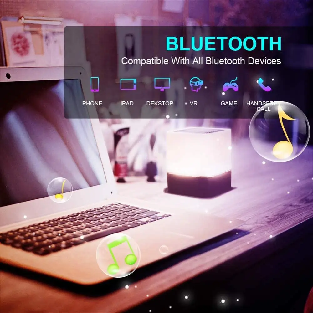 Светодиодный сенсорный Ночной светильник Bluetooth Динамик лампы Портативный