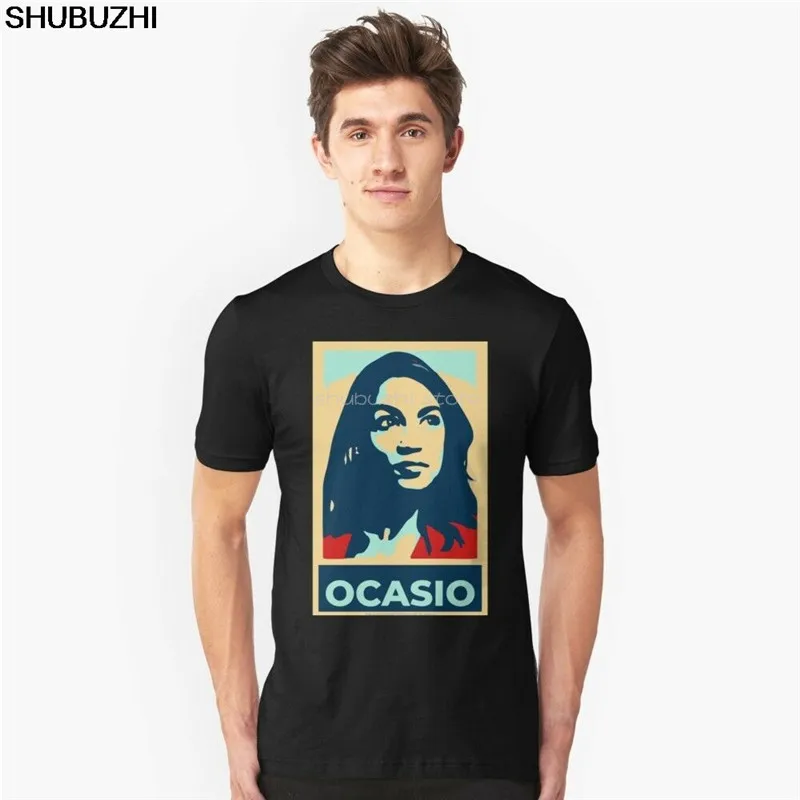 Мужская футболка черная для портрета Александрии Ocasio Cortez модная унисекс