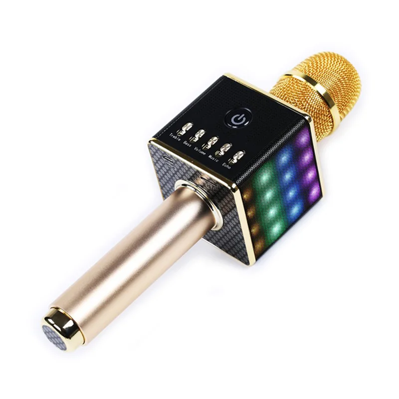 Gold Беспроводной Bluetooth микрофон H8 портативное караоке микрофон с дискотекой Bluetooth динамик запись музыкальный плеер для IOS Android Pho - Цвет: Gold