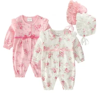 newborn baby girl clothes 0 3 months set spring cotton lace floral baby girl romper long sleeve baby girl jumpsuit clothinghat