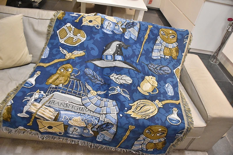 Мягкое вязаное покрывало с кисточками хлопковое для дивана шарф гобелен