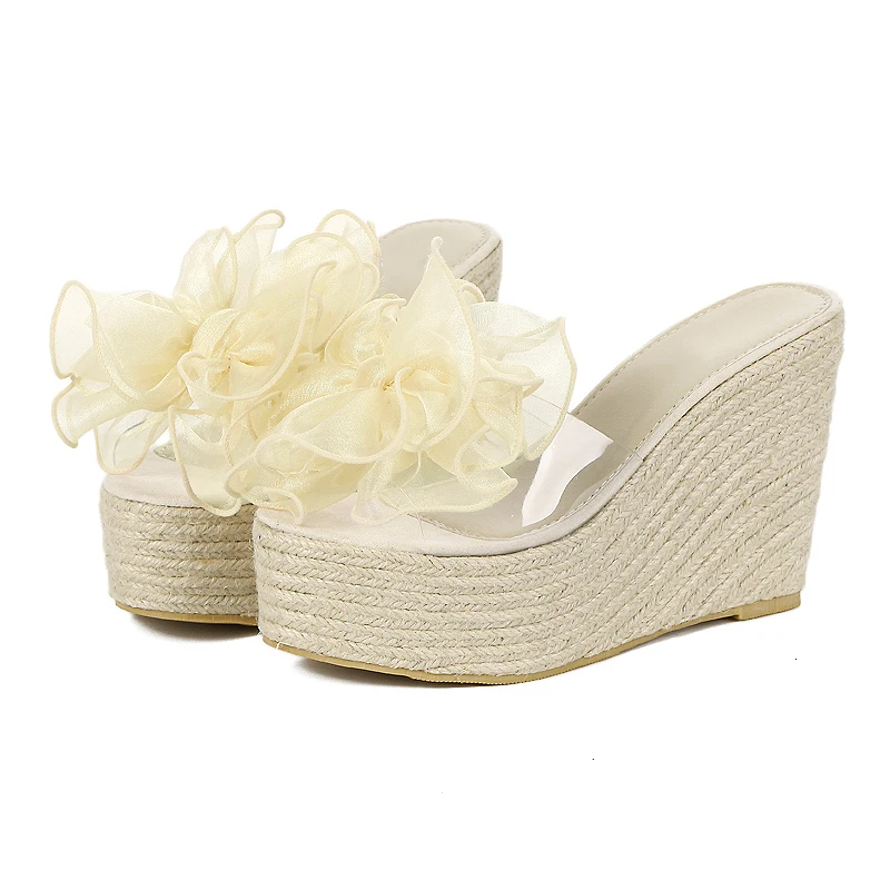 Женские босоножки Шлепанцы на платформе Прозрачная пляжная нескользящая обувь