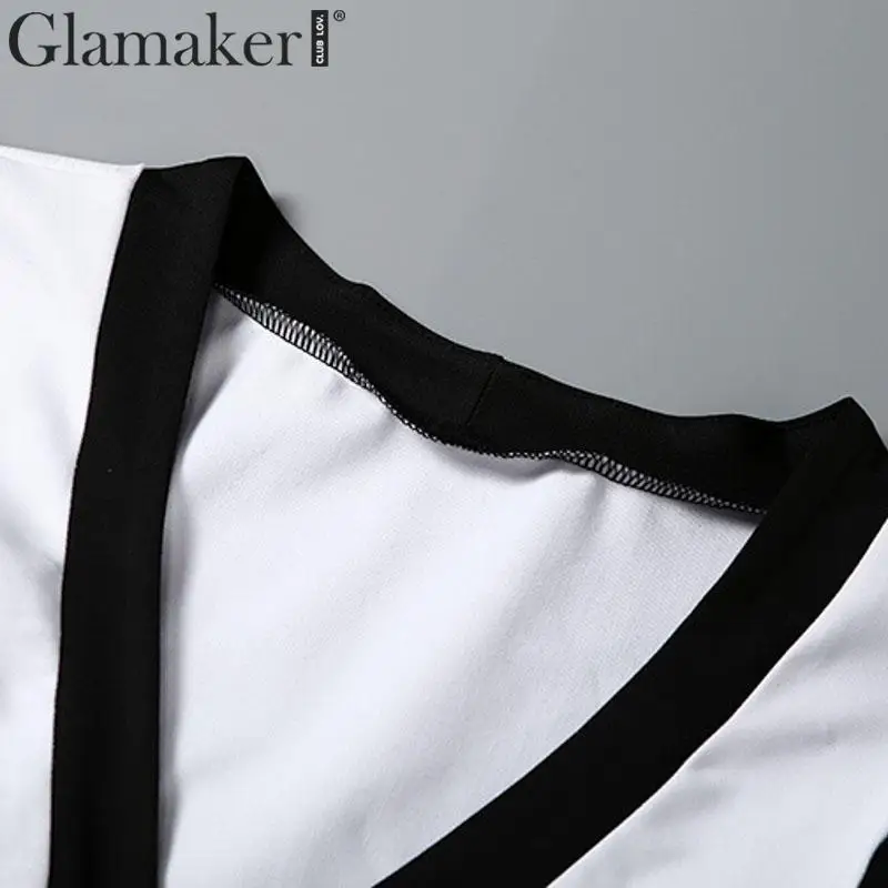 Glamaker черное облегающее платье в стиле пэчворк на молнии, женское платье трапециевидной формы с длинным рукавом для офиса, женские сексуальные вечерние платья, короткое платье