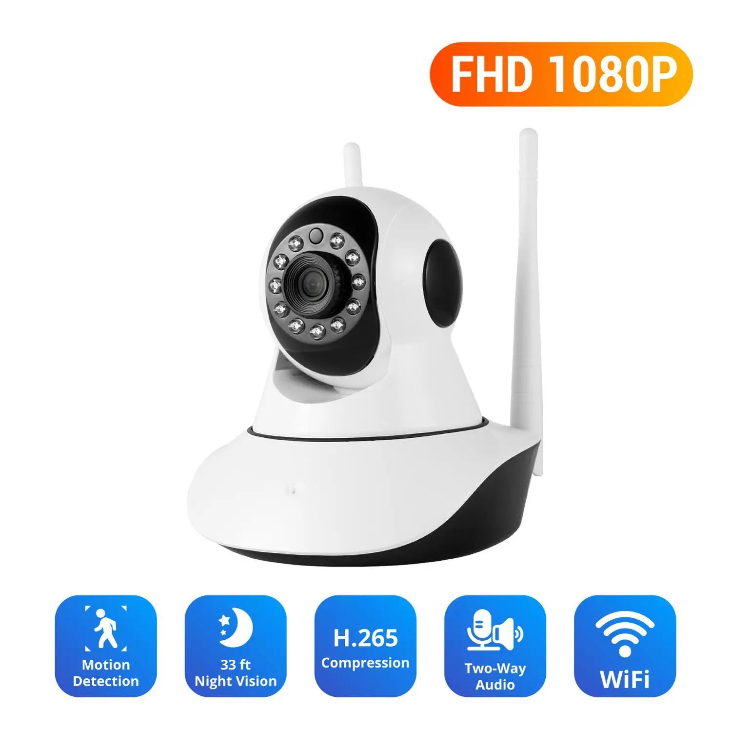 Беспроводная камера видеонаблюдения 1080P FHD IP двусторонняя аудиосвязь радионяня