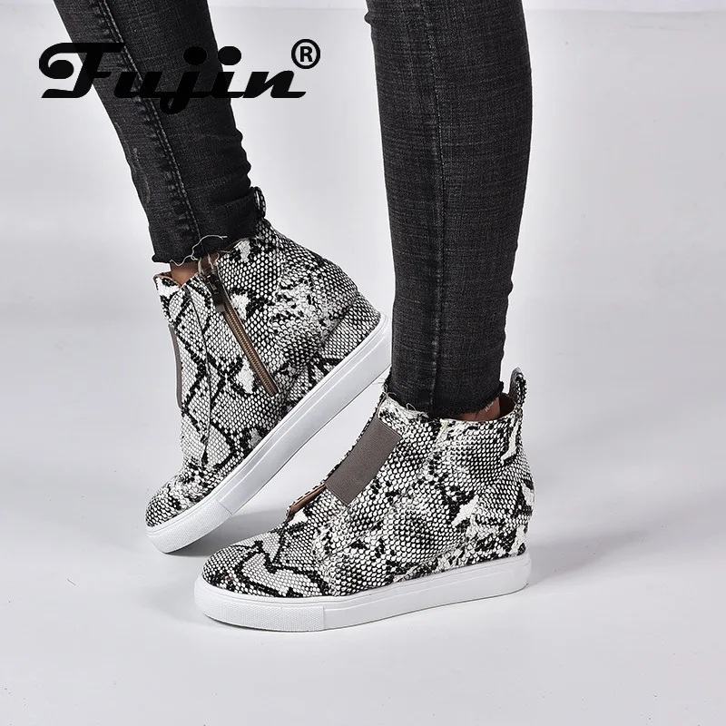 Fujin/женская повседневная обувь из мягкой кожи Сезон зима осень Лидер продаж