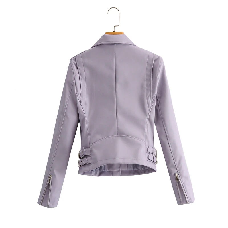 

YOSICIL 2021 Chic PU Faux Leather Jackets Women Solid Color High Street Motobike Jacket Long Sleeve Fashion Outerwear Coat