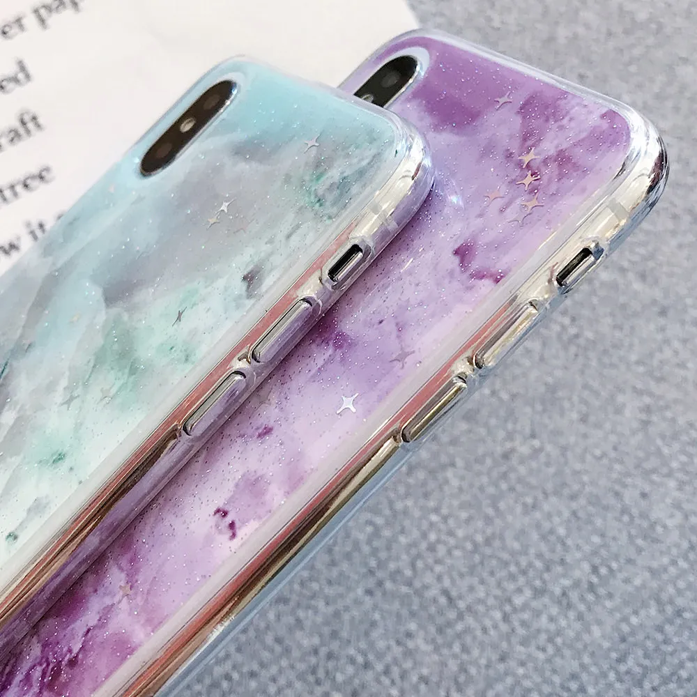 LAPOPNUT Glossy Cracked Marble Soft IMD Shockproof Case for IPhone 11 Pro Max XR XS X 8 Plus 7 6S 6 Slim Fit Silicone Back Cover |