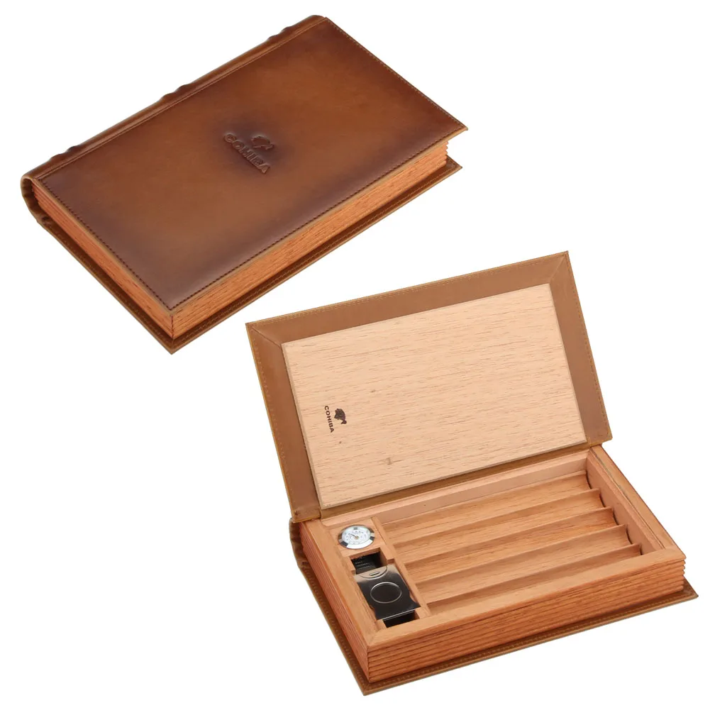 COHIBA Портативный элегантный дизайн книги кедровая древесина сигары гумидор