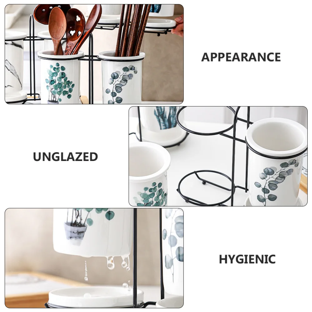 

1 Set Stylish Japanese-type Chopsticks Box Household Ceramic Drain Cutlery Rack
