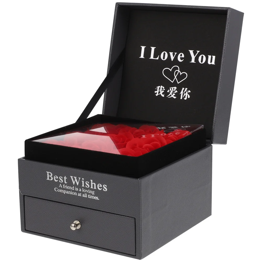 

Romantic Valentine's Day Rose with Flower Case and Pendant Chain Gift Box
