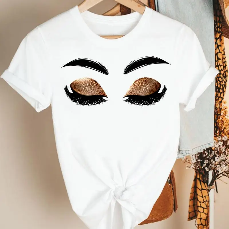 

Women Clothes Eyelash Lovely Ladies 90s Trend Cartoon Summer Short Sleeve Tshirt Female Tee Print Fashion Top Graphic T-shirt