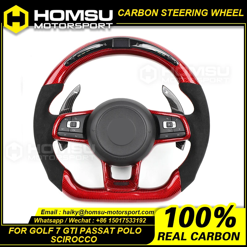 Светодиодный гоночный руль MK7 из углеродного волокна подходит для vw Golf 7 GTI passat polo
