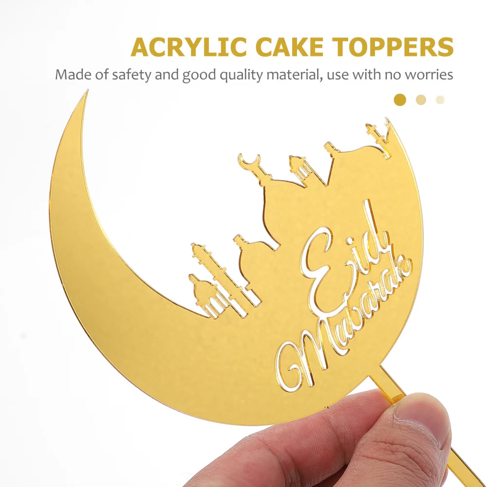 

10pcs Acrylic Eid Mubarak Cake Decorations Creative Cake Toppers Baking Supplies