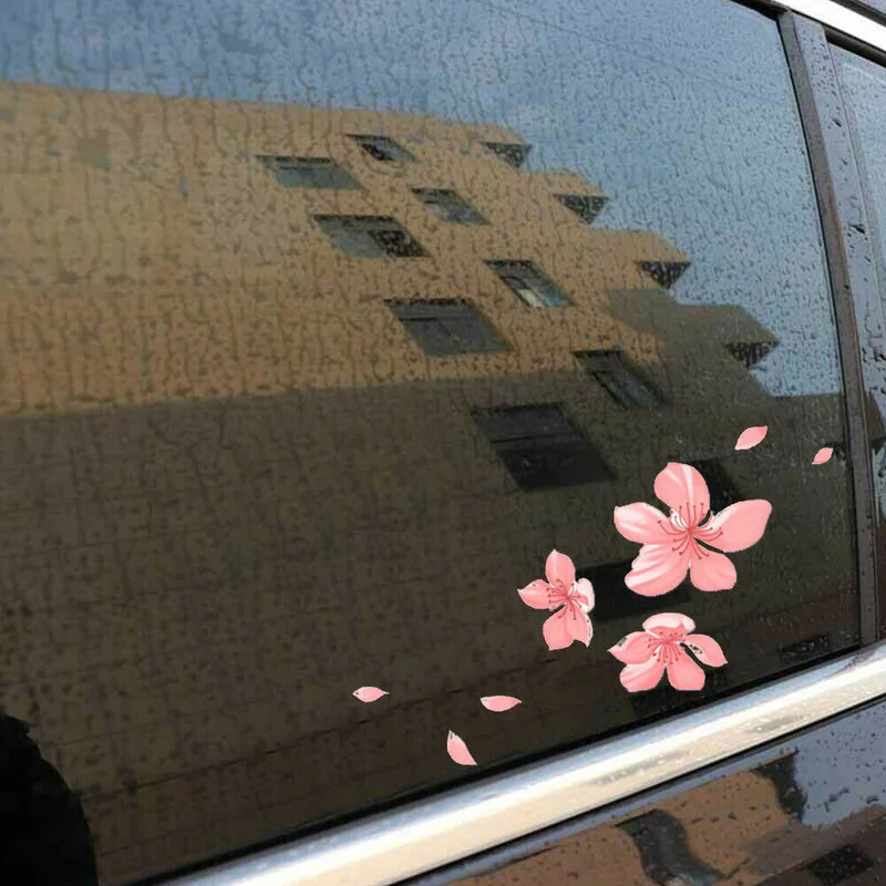 

Cherry Blossom Flower Car Stickers Love Pink Auto Vinyl Deca Bumperl Windshield Window Car Tuning Styling Accessories
