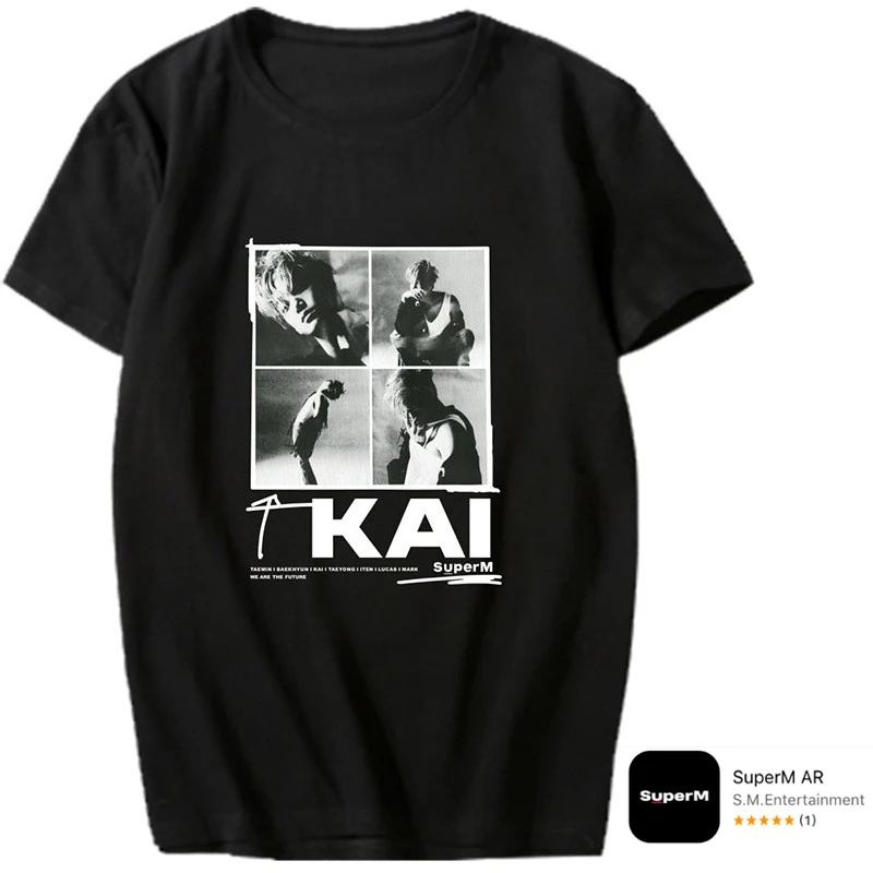 Новинка Футболка Kpop SuperM AR BAEKHYUN KAI MARK TAEMIN TEN TAEYONG LUCAS футболка с круглым вырезом и