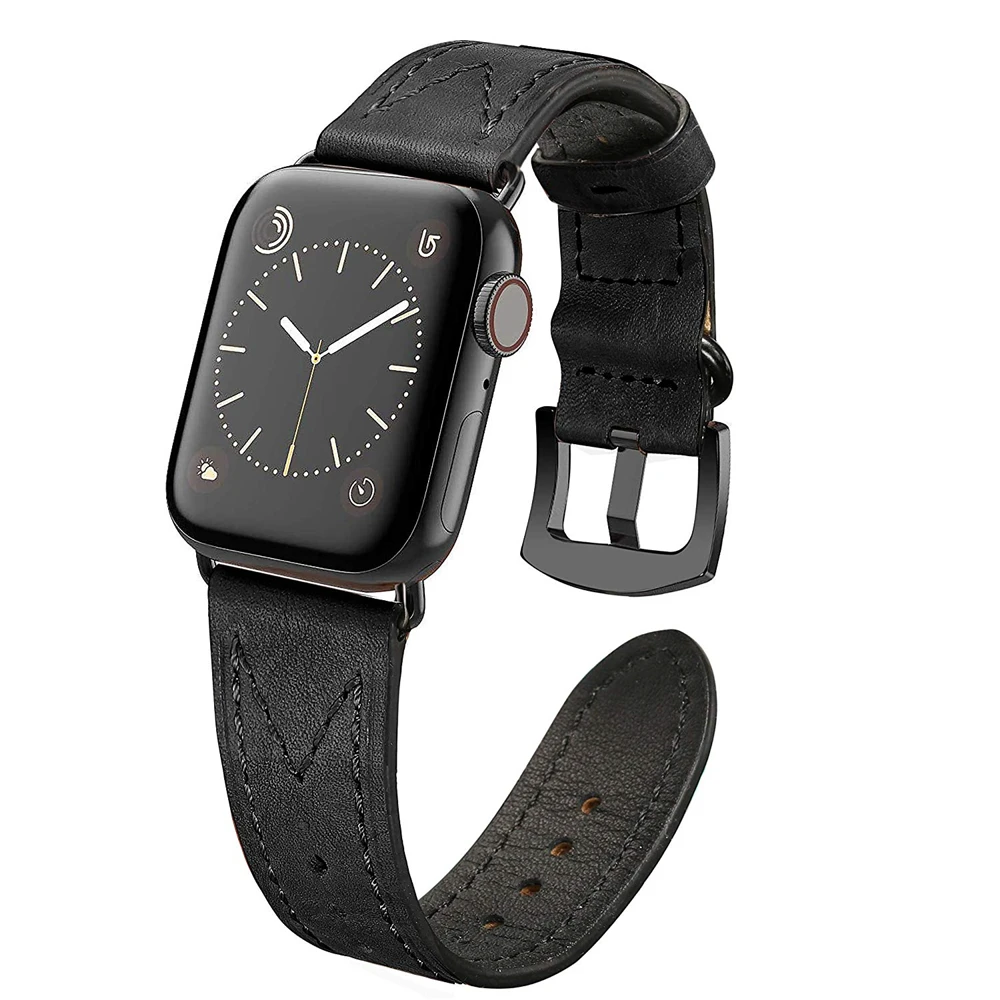 Кожаные ремешки совместимый для наручных часов Apple Watch версии 44 мм 40 браслет iWatch 38