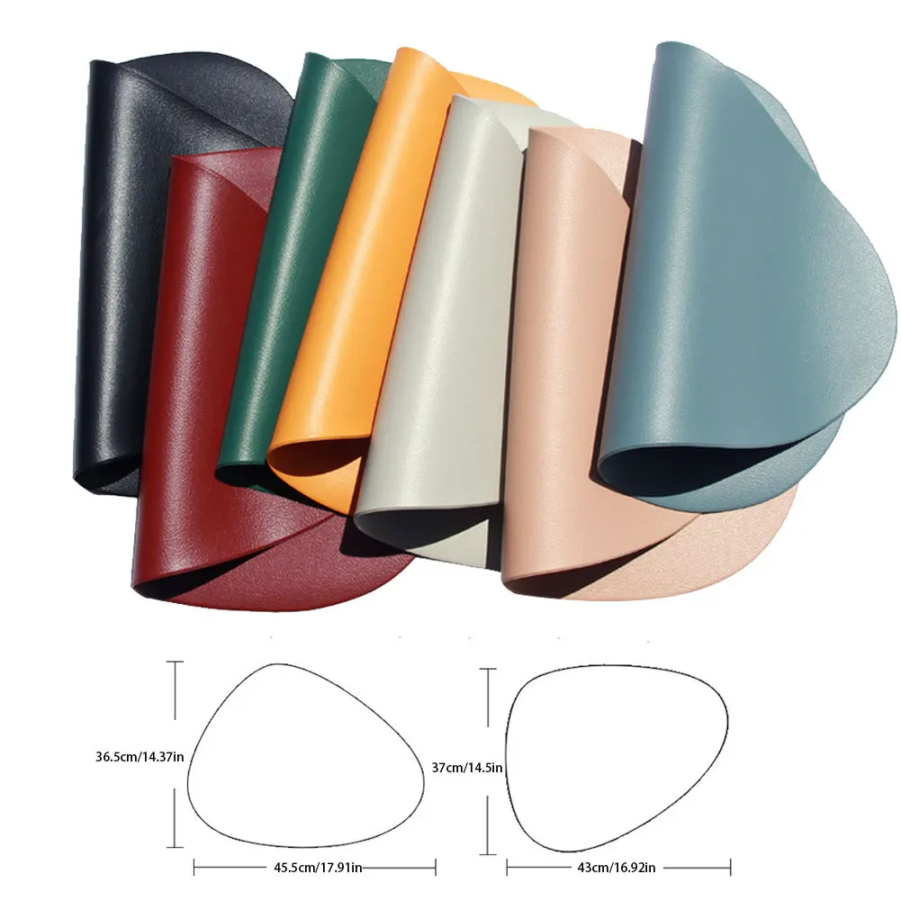 

4PCS Place Mat Tableware Pad Tablemat Cup Pad Oil Water Resistant Heat Insulation Leather Placemat Bowl Coaster Kitchen Non-Slip