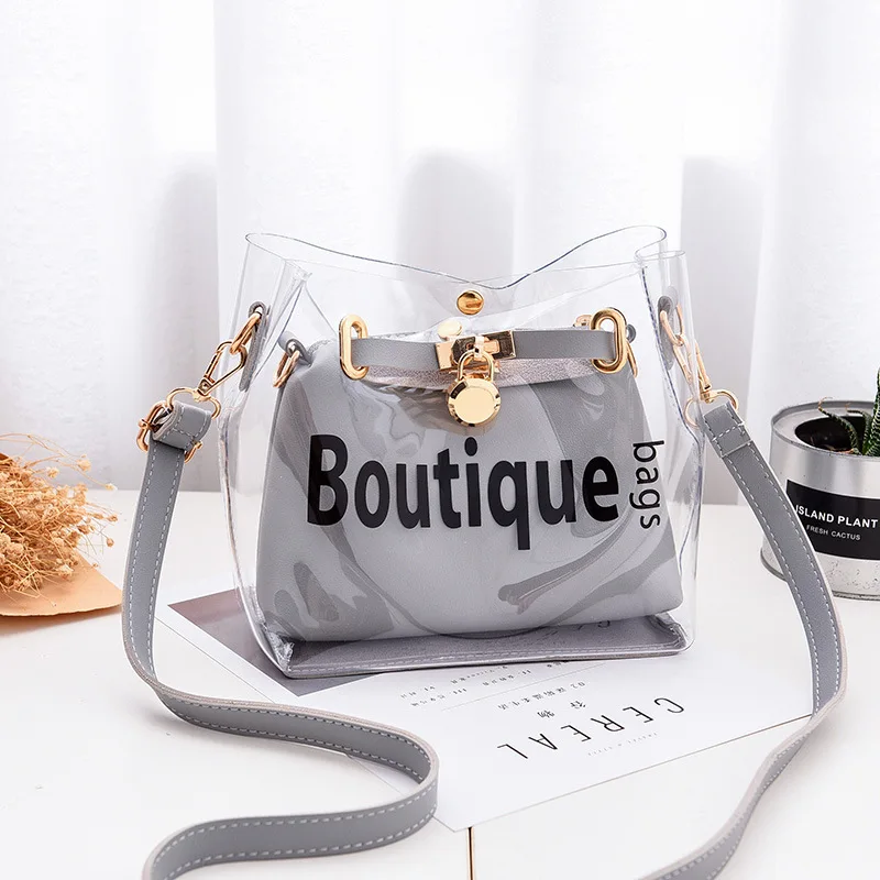 FONTO Women's Transparent Letter Bags PVC Waterproof Summer Envelope Bag Fashion Simple Ladies Composite #197221 - купить по