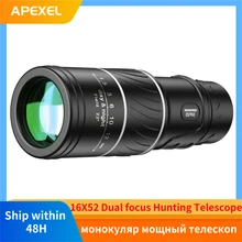 APEXEL 강력한 단안 망원경, 16x52 장거리 HD 스포팅 스코프, 슈퍼 줌 단안 광학 사이트, 캠핑 낚시용