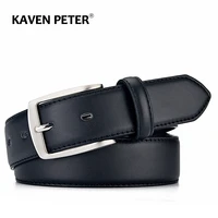 men black pu leather belt high quality metal pin buckle design luxury classic male waist black belts waistband for jeans