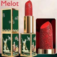 high end luxury chinese style carved lipstick niche brand suit matte finish long lasting and does not fade embossed lipstick