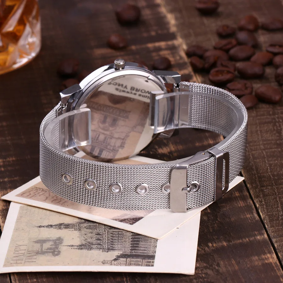 

New Fashion Watch Stainless Steel Mesh Belt Gear Dial Casual Quartz Watch