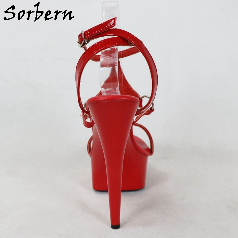 Sorbern/босоножки с ремешками на лодыжках высокой платформе красные каблуки