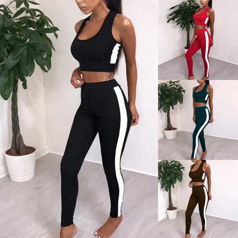 Сексуальный бесшовный комплект для йоги без рукавов женский спортивный костюм