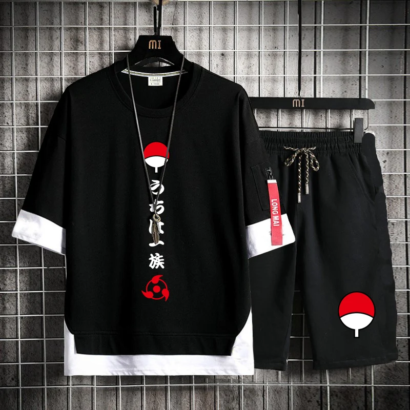Anime T-Shirt Itachi Cosplay Costume Black Short Sleeve Fashion Sharingan Costumes Suit | Тематическая одежда и униформа